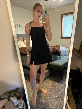 Old Navy Black Mini Athletic Dress with Spaghetti Straps